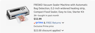 Vacuum sealer machine Amazon receipt
