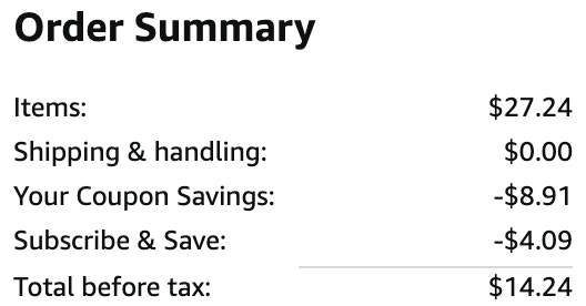 an amazon order summary ending in $14.24