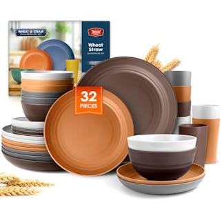 Kitchen Plastic Wheat Straw Dinnerware Set