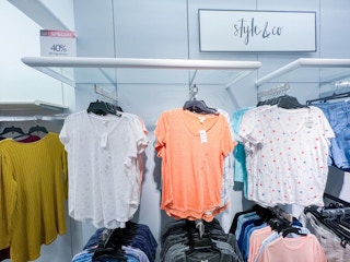 display of various plus-size shirts