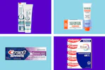 collage with sensodyne, therabreath, crest, and colgate toothpaste products