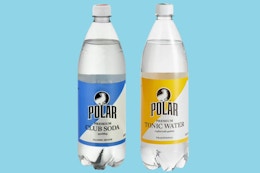dollar general polar club soda and tonic water on blue background