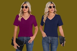a woman wearing t shirts