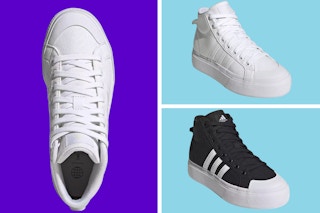 collage of womens adidas shoes in two colors