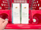 2 dove clinical care deodorants sitting on top a target cart