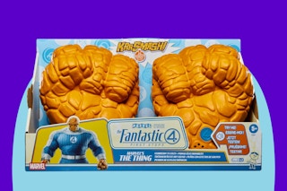 Marvel Studios’ The Fantastic Four Clobbering Fists on a blue background.