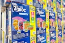 boxes of ziploc bags stacked at costco