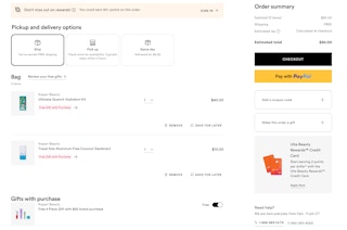 ulta 8 Kopari Beauty Products cart screenshot