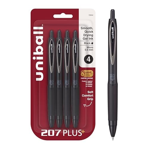 Uni-Ball 207+ Gel Pens 4-Pack