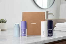 a curology free trial set on a bathroom counter