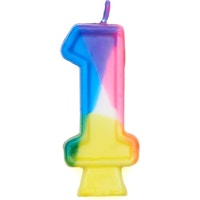 Number 1 Rainbow Birthday Candle