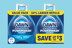 hands holding a Dawn Powerwash spray bottle in their hands 