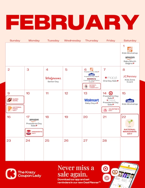 a calendar of retail events and things to buy in february 2025