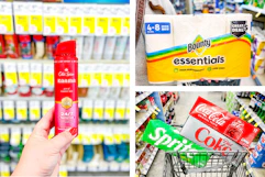 collage with old spice, bounty, and coke products