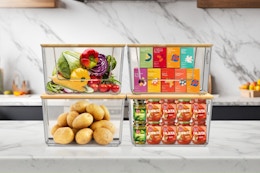 organizer tubs on kitchen counter