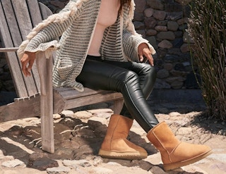 woman wearing a tan pair of ugg boots