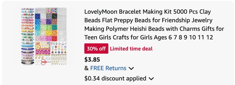 bracelet kit Amazon receipt