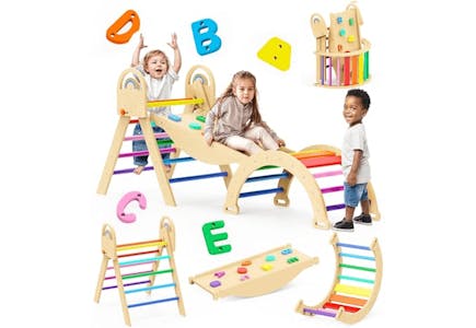 Foldable 9-in-1 Wooden Climbing Toy