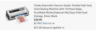 vacuum sealer Amazon receipt