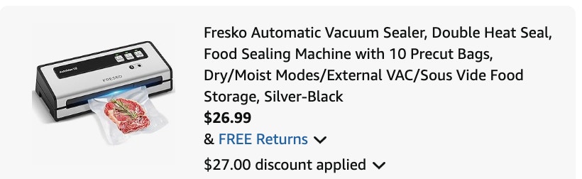 vacuum sealer Amazon receipt