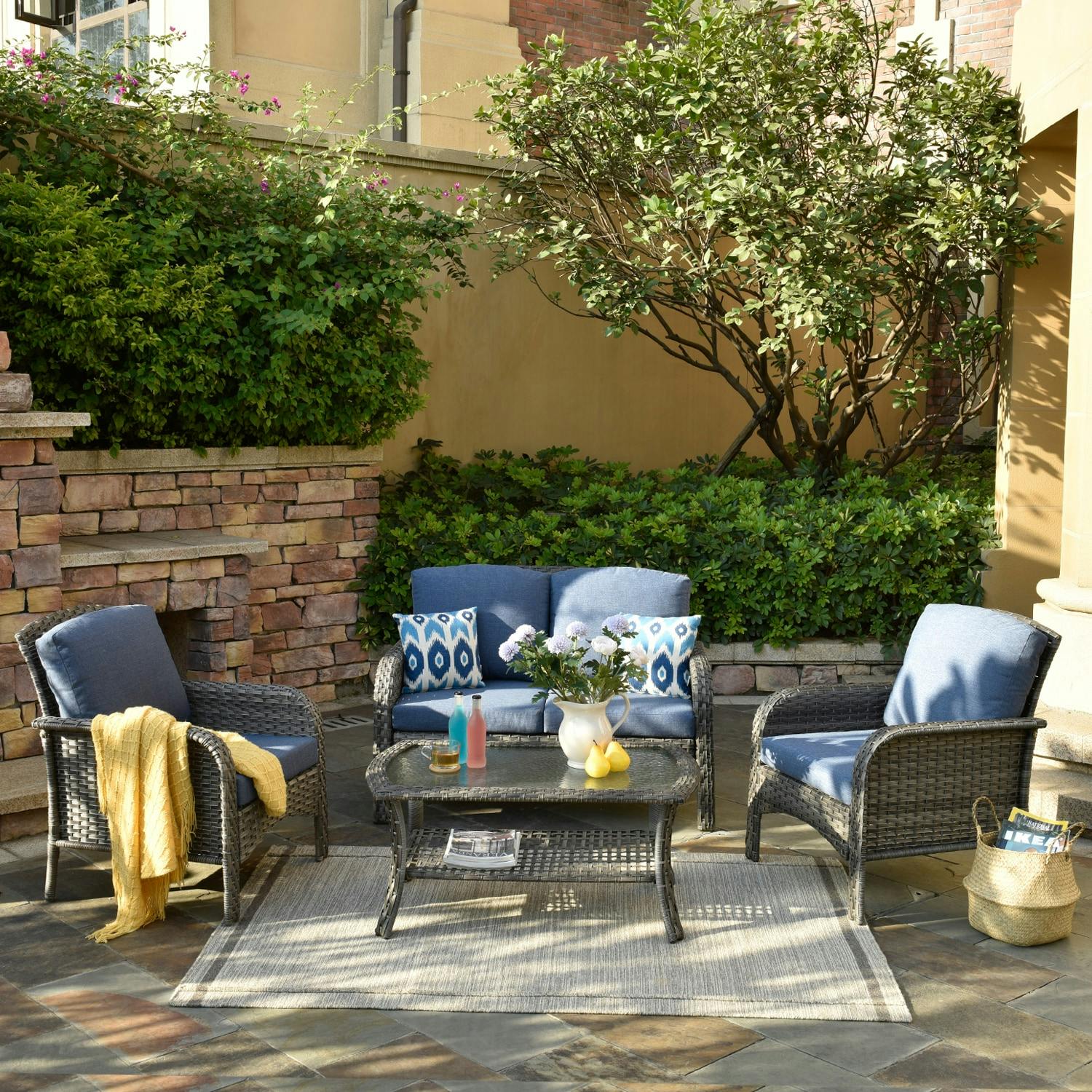 4-Piece Rattan Patio Set