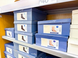 women's boots sitting on a target shelf