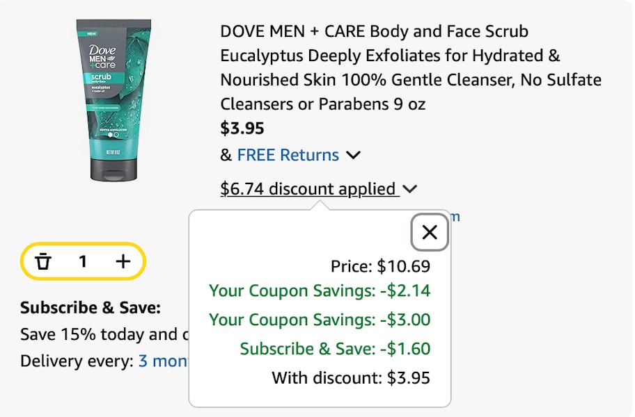 scrub Amazon receipt