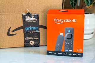 Amazon fire stick next to prime box