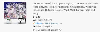 Snow Flake projector Amazon receipt