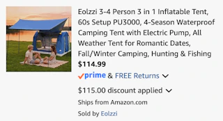Amazon Inflatable Tent screenshot 2026