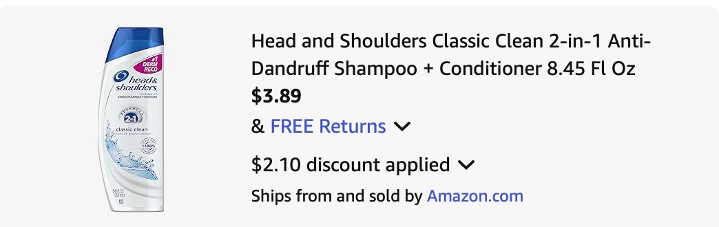 head & shoulders Amazon receipt