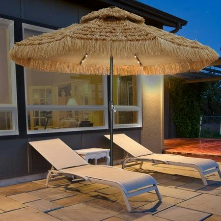 Solar LED Thatched Tiki Umbrella