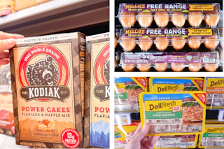 kodiak cakes, nellie's eggs, and oscar mayer side by side