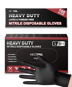 Heavy Duty Black Nitrile Disposable Gloves