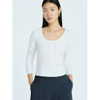 Scoop Women's Lace Trim Ribbed Tee