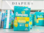 pampers swaddlers preemie diapers on shelf