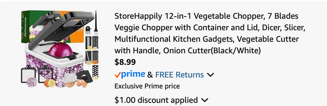 Veggie chopper Amazon receipt