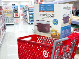 crock-pot slow cooker sitting on a target cart