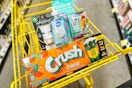 groceries in a yellow shopping cart