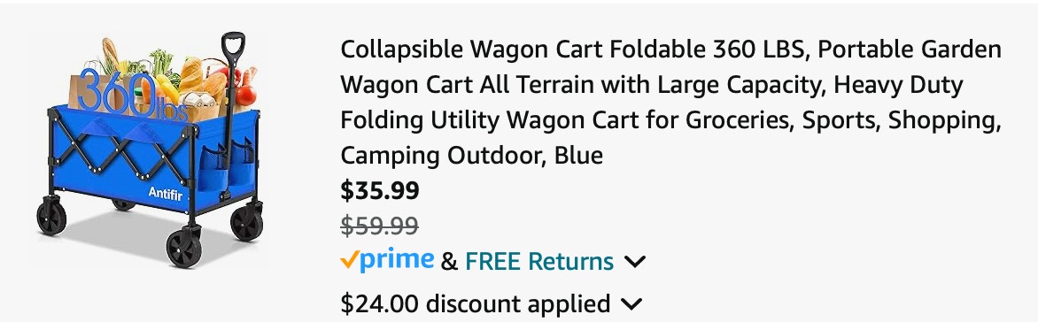 wagon cart Amazon receipt