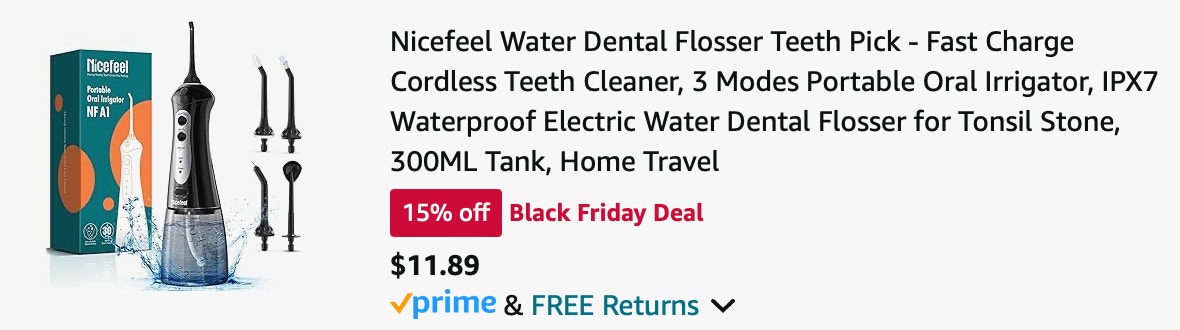 Nice Feel water flosser Amazon receipt