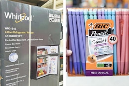 Whirlpool mini fridge and BIC pencil