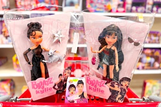 2 Bratz x Kylie Jenner dolls sitting in a target cart