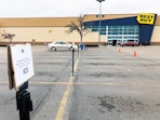 The pickup area in the parking lot at Best Buy.
