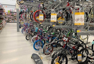 kids bikes in walmart aisle