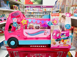 little people barbie dream camper sitting on a target cart