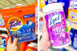 collage with tide and lysol products