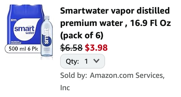 Smartwater Amazon receipt