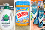 collage image of seventh generation laundry detergent, skippy peanut butter, and degree dry spray deodorant