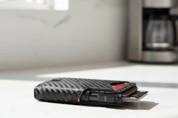 lifestyle image of a wallet on a counter